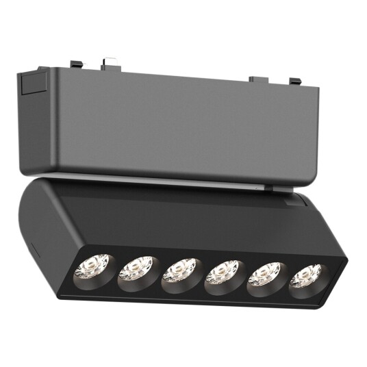 Фото ST675.436.06 Магнитный трековый светильник Черный LED 1*6W 3000K 360Lm Ra>90 IP20 L122xW26xH80 48V SKYFLAT