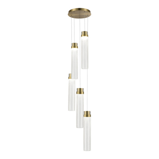 Фото SL6236.303.05 Светильник подвесной ST-Luce Латунь/Прозрачный LED 5*12W 4000K CHAMPAGNE